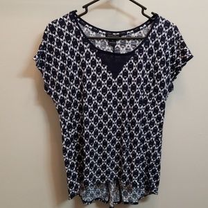Lucky Brand Navy Blue Aztec Print Blouse
